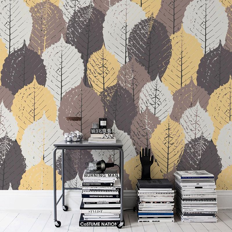 Minimalist Yellow Autumn Leaf Mural Extra Large Living Room Wall Covering