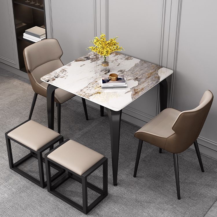 Industrial Sintered Stone Dining Table Metal Dining Table for Dining Room