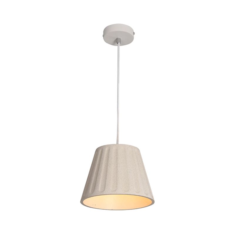 Cone Shaped Shade Suspension Light Modern Cement 1 Light White Hanging Ceiling Light for Living Room