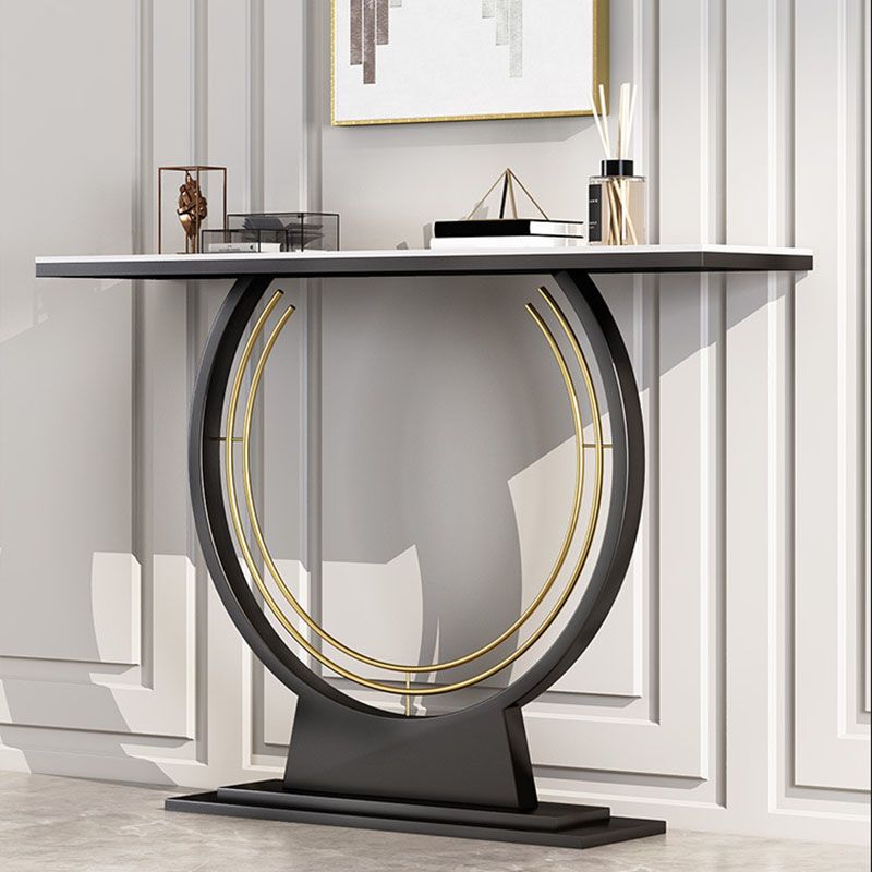 Modern Metal Console Sofa Table Rectangle Stone Console Accent Table for Hall
