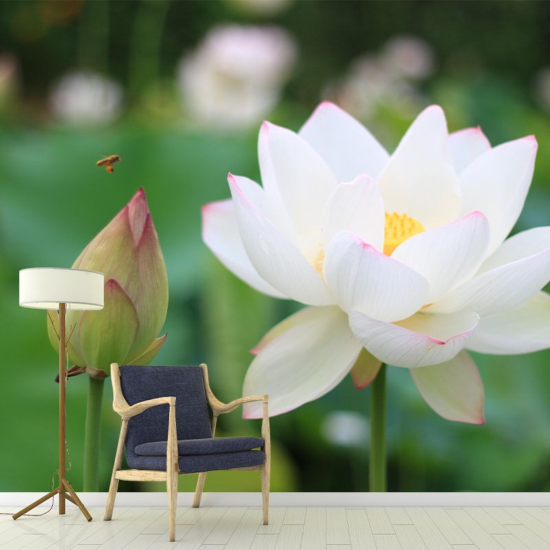 Blooming Lotus Mural Moisture Resistant Wallpaper Wall Decor for House Interior