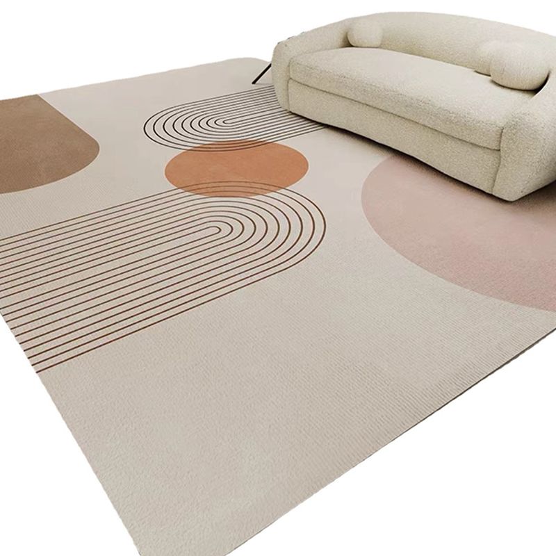 Grey Simple Carpet Polyester Stripe Carpet Non-Slip Backing Carpet for Home Decor