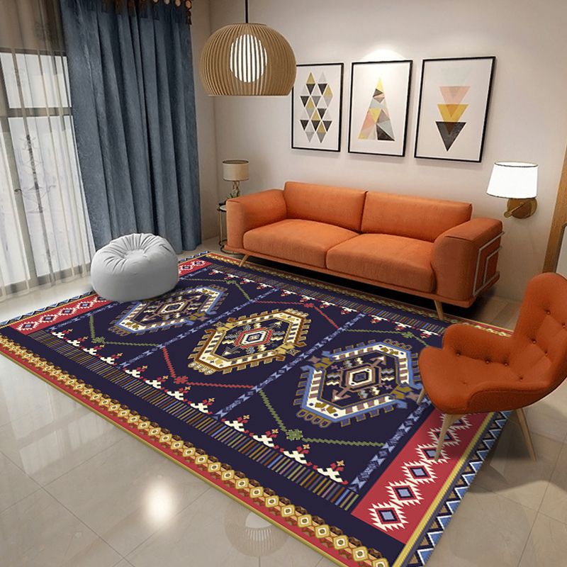 Persian Southwestern Pattern Rug Polyester Carpet Non-Slip Backing Area Rug for Home Decoration