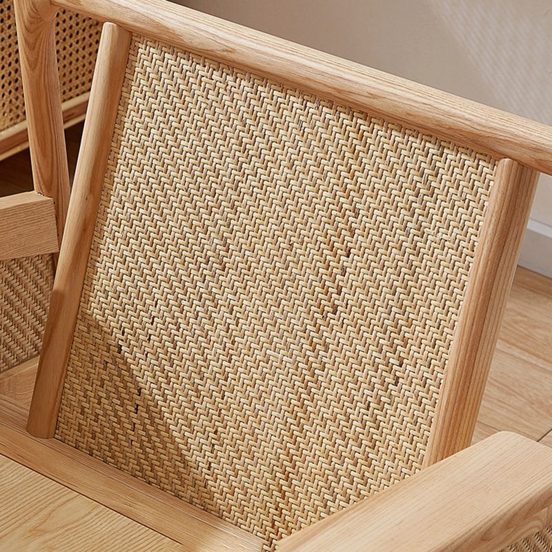 Solid Wood Frame Lounge Chair Arms Included Chair with Pillow