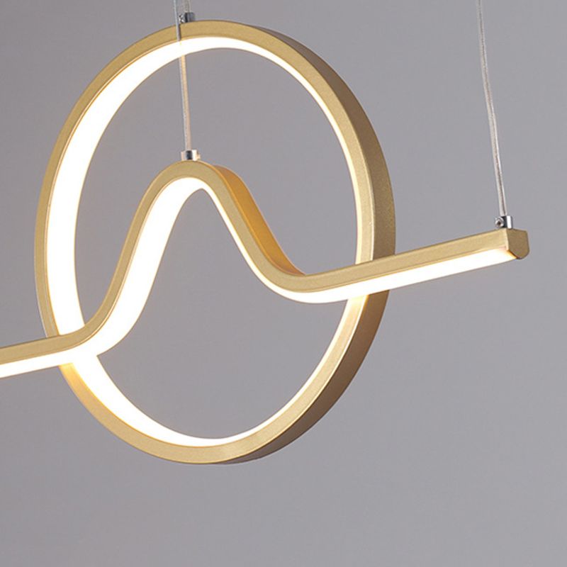 2-Light Modernism Golden/Black Ceiling Light LED Kitchen Island Lighting for Bedroom