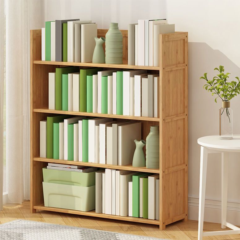 Modern Vertical Wood Book Shelf Brown Closed Back Shelf Bookcase for Study Room