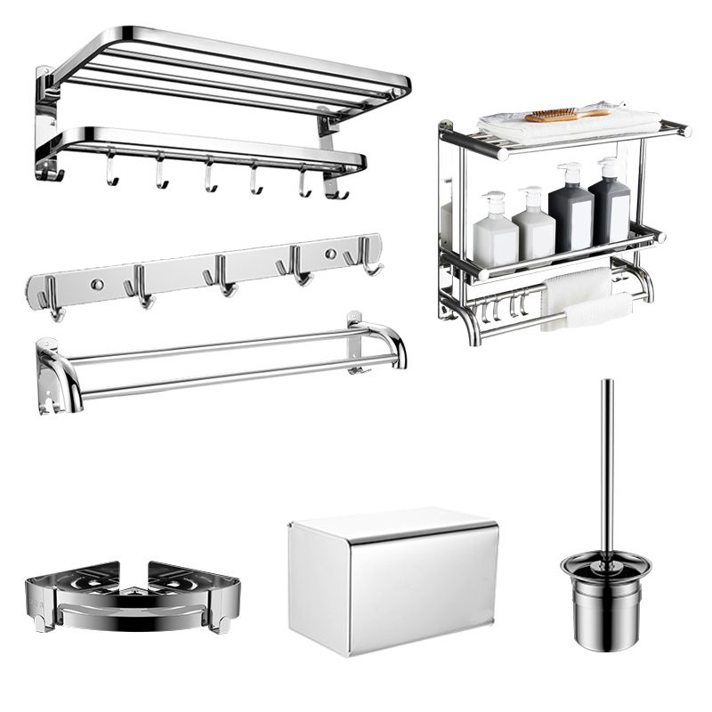 Contemporary Bath Hardware Set in Stainless Steel Chrome Robe Hooks/Towel Bar