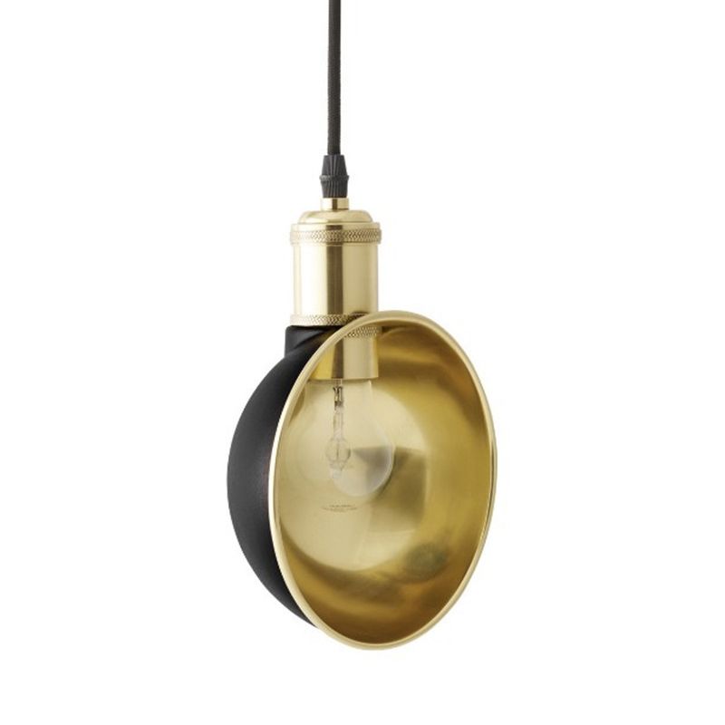 Black and Brass Inner Pot Pendant Light Simple 1 Bulb Metal Ceiling Suspension Lamp for Kitchen