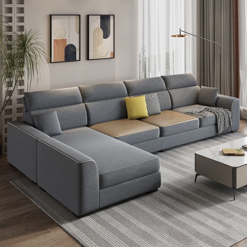 Modern 4-Seater Sofa with Square Arms for Living Room Reversible Sectional