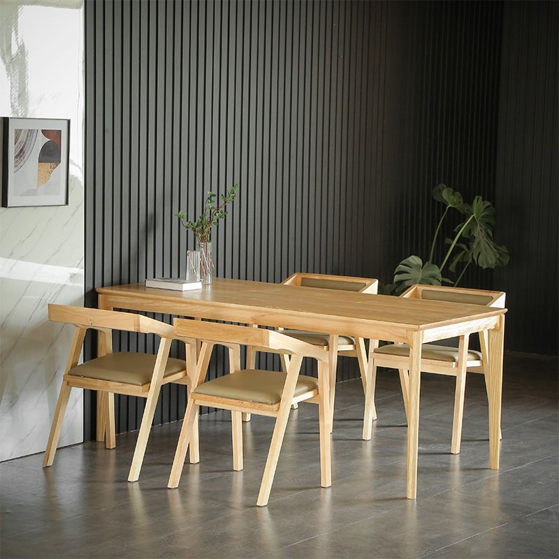 Modern 1/2/3/4/5 Pieces Dining Set Rectangle Solid Wood Legs Dinette Set in Natural
