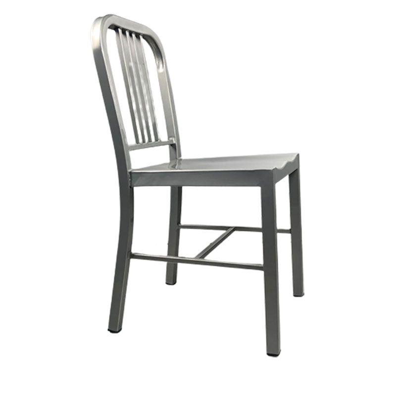 Industrial Metal Dining Room Chairs Slat Back Dining Chair in Silver