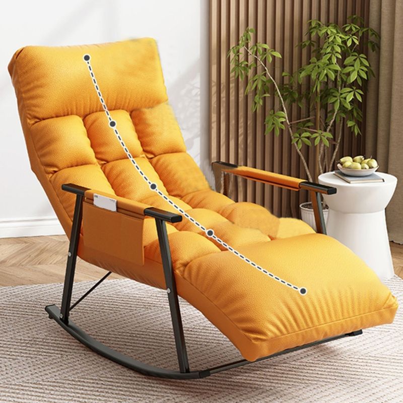 Upholstered Rocking Chair Reclining Yellow Rocker Chair for Drawing Room