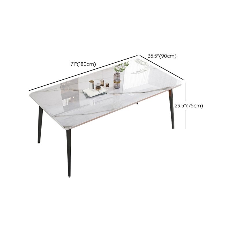 Modern Stone Rectangle Dining Table 4 Metal Legs for Dining Room