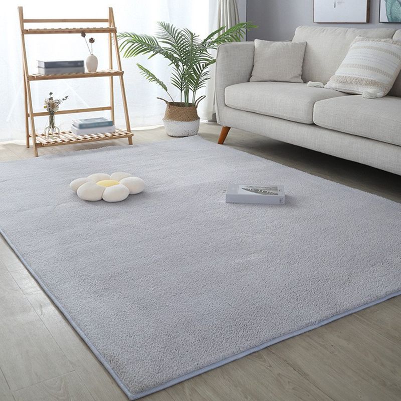 Villus Solid Color Rug Living Room Rectangle Shape Carpet Polyester Washable Area Rug