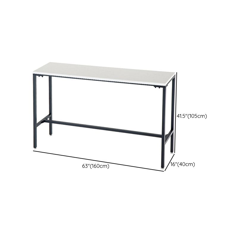 Modern Style Bar Table Faux Marble Fixed Bistro Bar Desk with Footrest