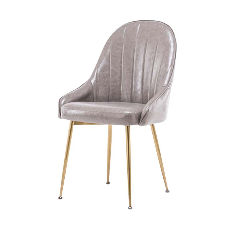 Dining Room Side Chair Glam Style Parsons Armless Chair with Golden Legs