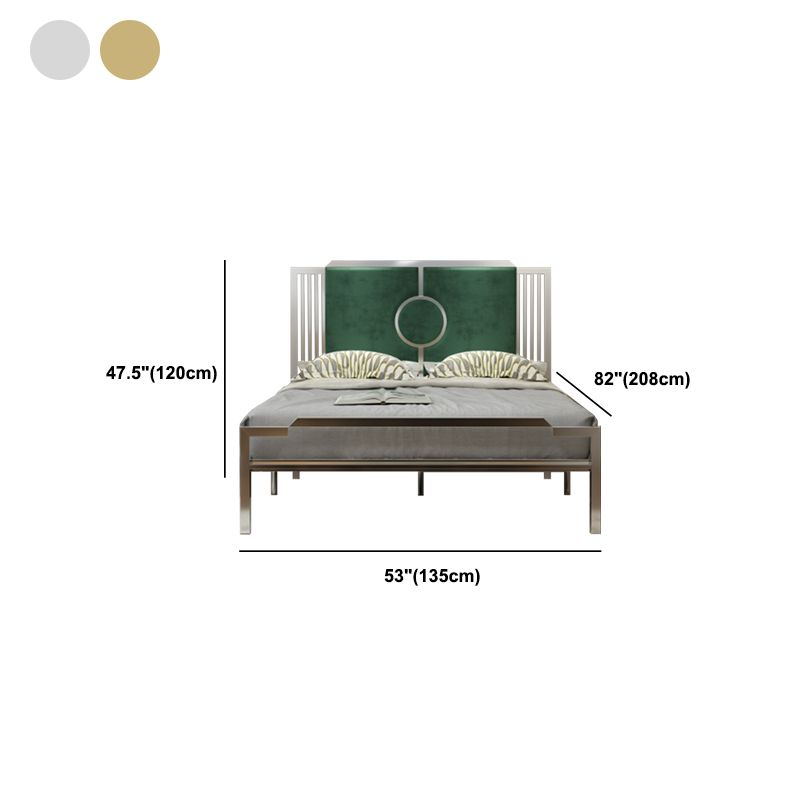 78.74" Wire-Grid Bed Frame, Glam Metal Bed with Headboard and Footboard