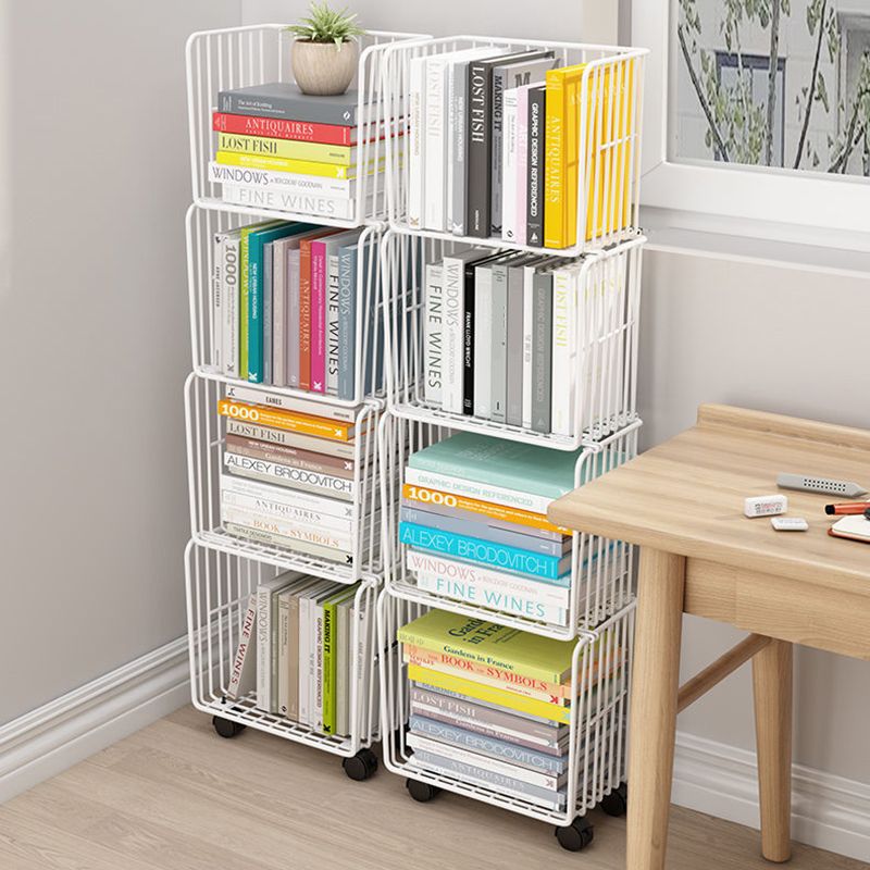 Contemporary Metal Shelf Bookcase Closed Back Vertical Bookcase