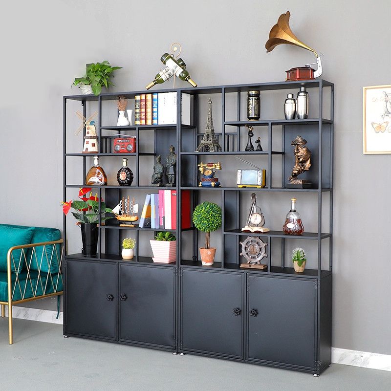 78.74" H Industrial Black Shelf Bookcase Etagere Metal Bookshelf