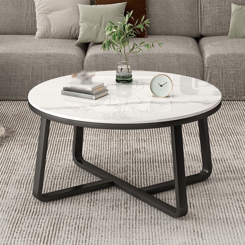 Slate and Metal Single Coffee Table Round Frame 1 Coffee Table