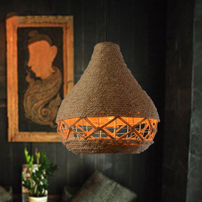 Teardrop-Seil hängend leichte Landschaft 1 Bulb Restaurant Decke Anhängerlampe in Beige