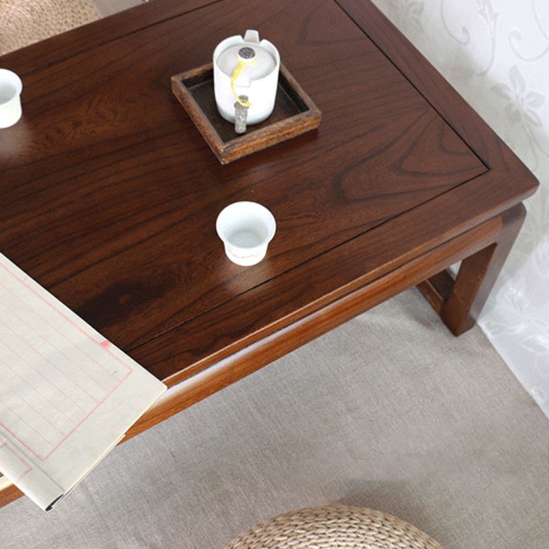 Modern Style Elm Wood Sleigh Shaped Base Design Rectangular Coffee Table