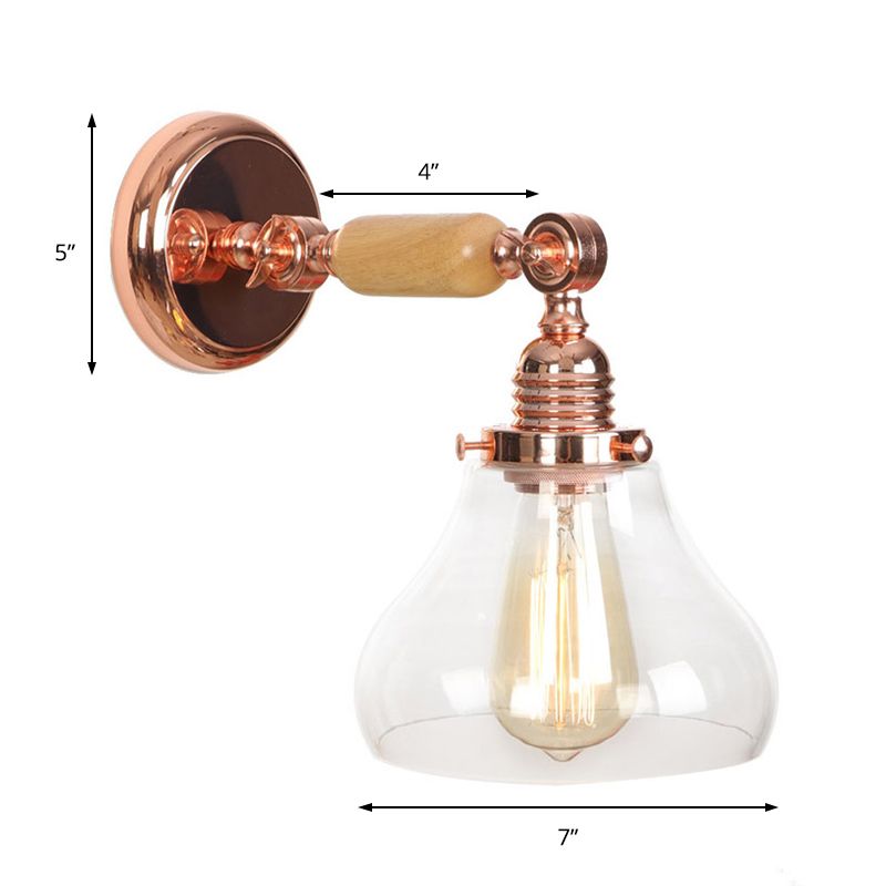 Birnenförmige Wohnzimmerleuchte Leuchte Vintage klares Glas 1 helle Roségold -Wandlampe