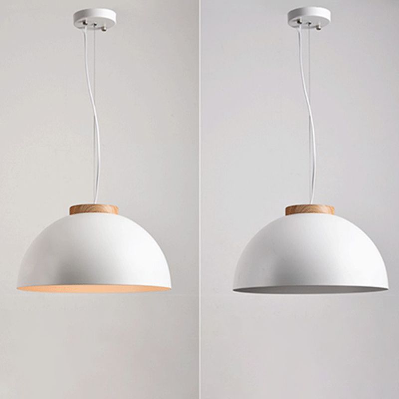 Koepelmetaal hanger verlichting Noordse 1-licht witte plafond ophanging lamp voor restaurant