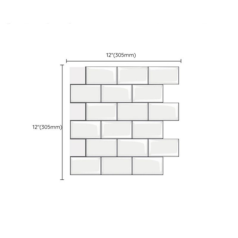 Mosaic Tile Peel and Stick Wall Tile Modern Style Wallpaper with Square Shape