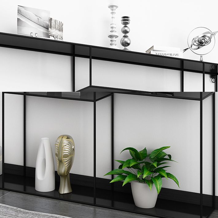 White and Black Etagere Bookshelf Modern Iron Open Bookshelf