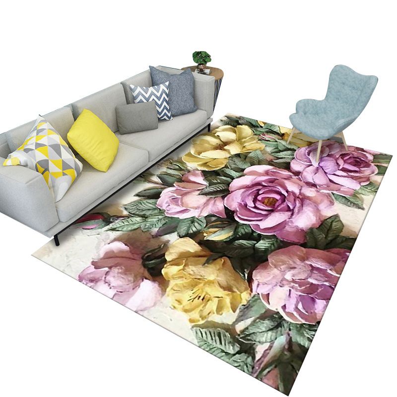 Modern bloempatroon Tapijten Polyester binnen Tapijt Non-slip achtergrondgebied Tapijt voor woonkamer