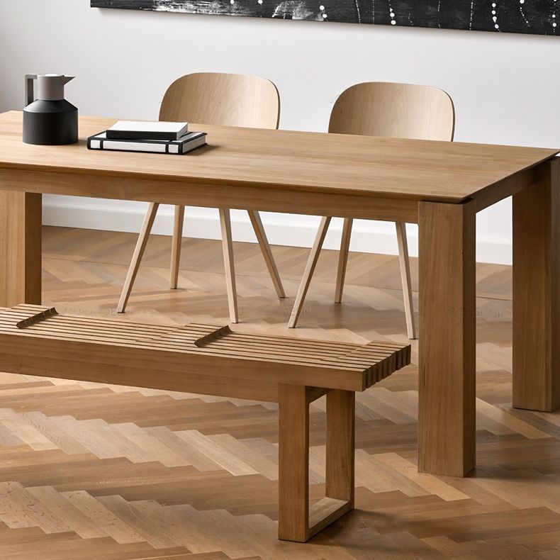 Modern Wood Rectangle Dining Table 4 Legs Table for Dining Room