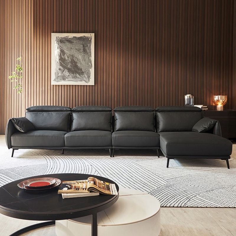 Genuine Leather Sectional Adjustable Pillow Top Arm Sectional Sofa