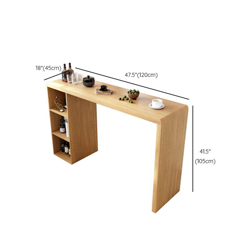 Contemporary Solid Wood Bar Dining Table Rectangle Bar Table with Storage Base