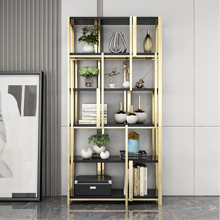 Contemporary Style Bookshelf Metal Open Back Bookcase for Home Office