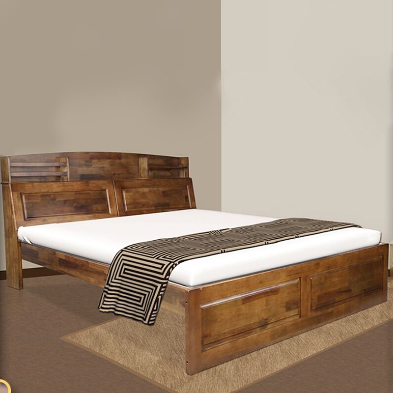 Traditional Solid Wood Standard Bed Beveled Headboard Shape Bed