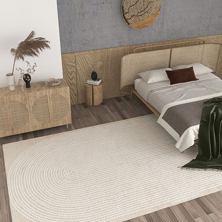 Solid Color Relaxing Area Rug Polyester Geometric Lines Print Rug Non-Slip Backing Indoor Rug for Living Room