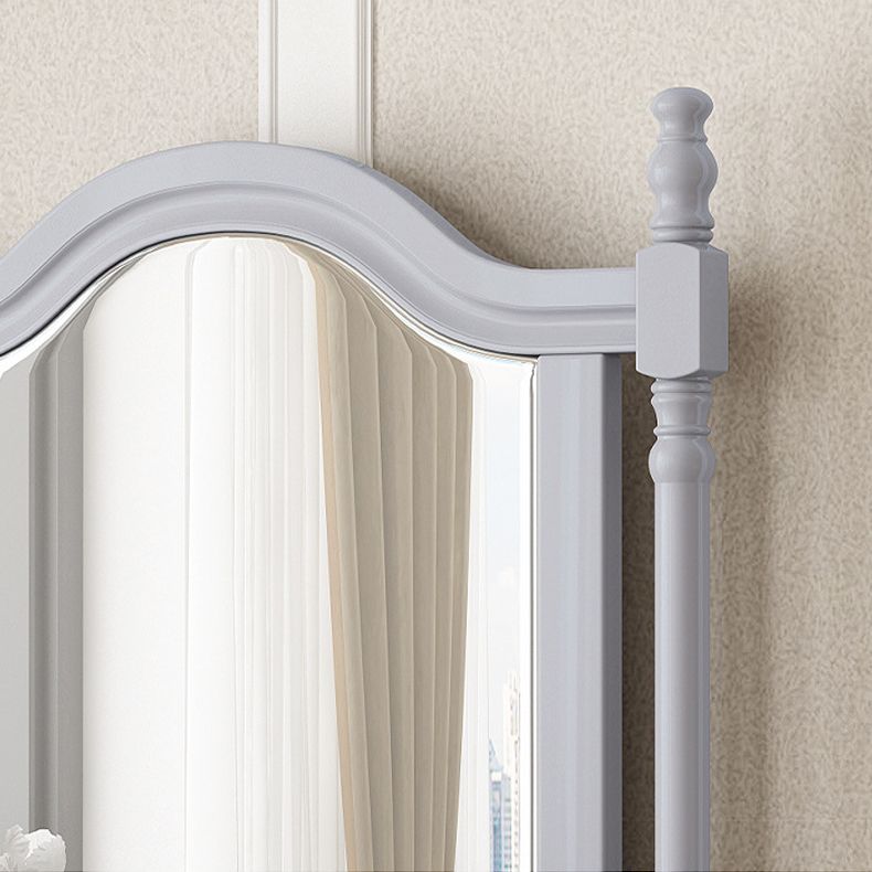 2-Drawer Solid Wood Mirrored Wood Makeup Dressing Table Stool