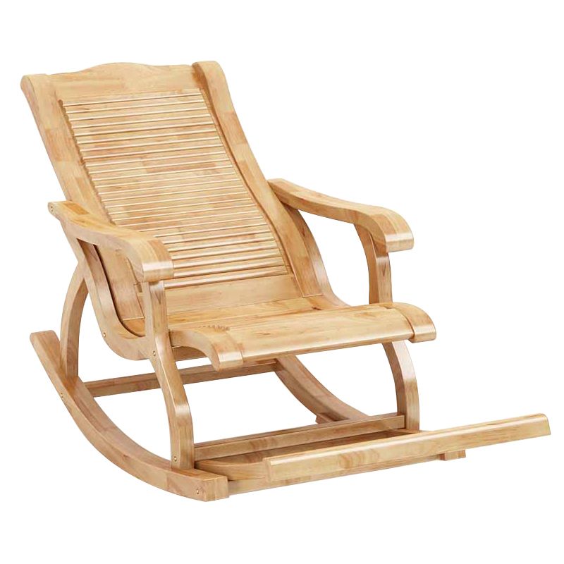 Traditional Rocking Chair Rubber Wood Trapezoidal Back Solid Color Indoor Rocking Chair