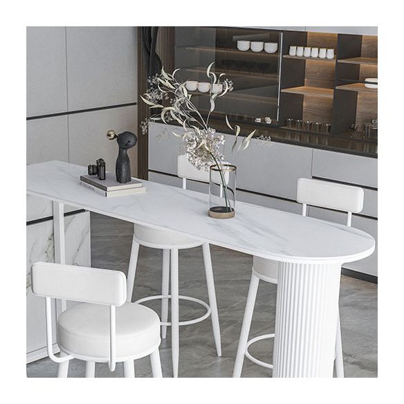 Stone Double Pedestal Counter Wine Table Modern Indoor Bar/Dinette Table