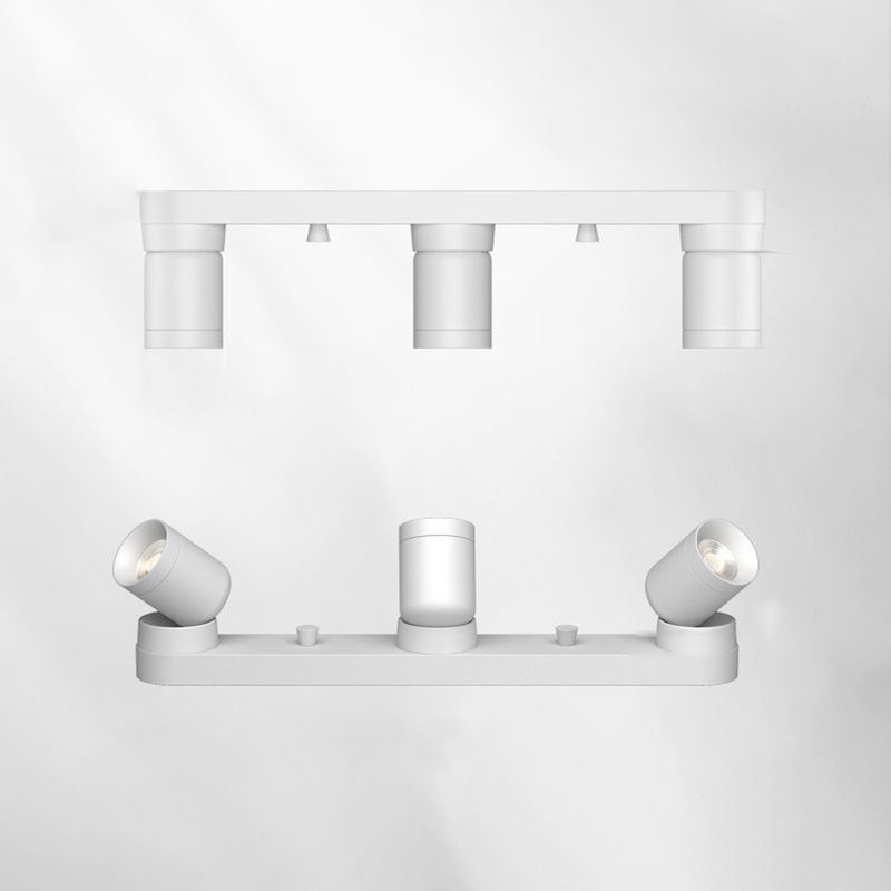 Cylinder Shape Flush Ceiling Lights Modern Style Metal 3 Light Flush Mount in Black/White