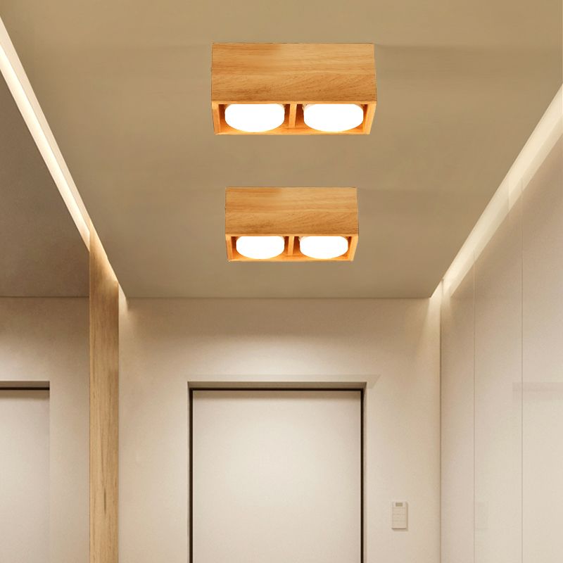 Plafonniers encastrés en bois, éclairage de montage au plafond à LED pour chambre à coucher