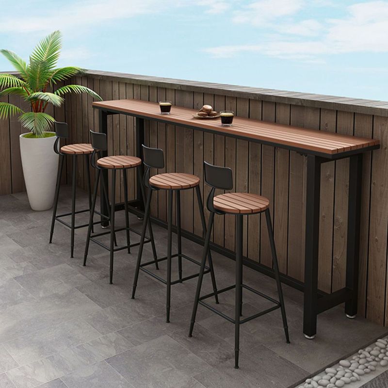 Industrial Metal Base Bar Table Pub Height Dining Table for Outdoor