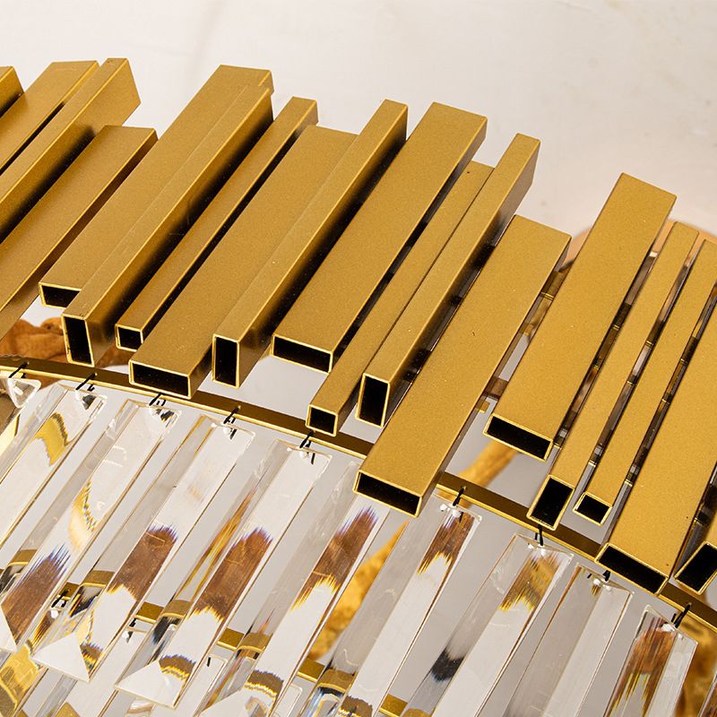 Modern Style Pendant Light Fixture Crystal Living Room Chandelier in Gold