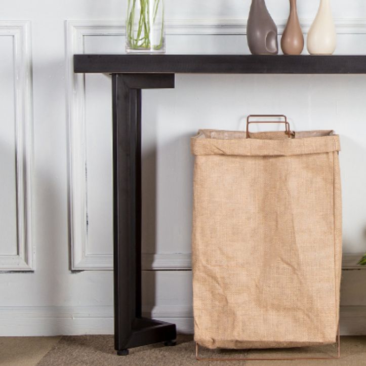 Mid-Century Modern Console Table with Wooden Rectangle Top for Hall