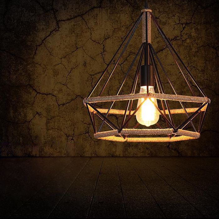 Touw diamant hanger lichtarmatuur industrieel restaurant hanger lichtkit in beige