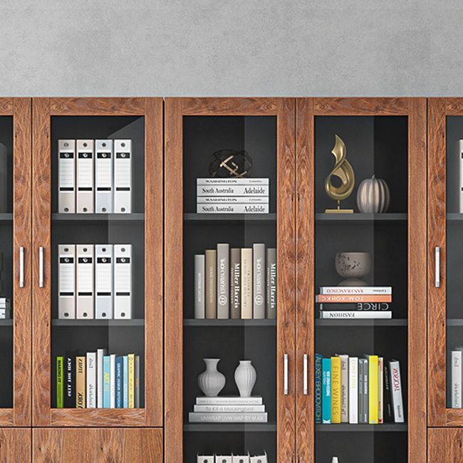 Contemporary Engineer Wood Bookshelf Closed Back Bookcase with Door for Home Office