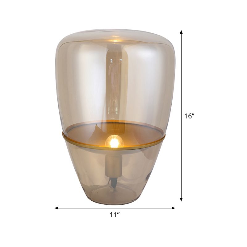 Lampada da comodino in barattolo Contemporanea in vetro cognac da 8,5"/11"/17" di larghezza, 1 lampadina, illuminazione da lavoro per camera da letto