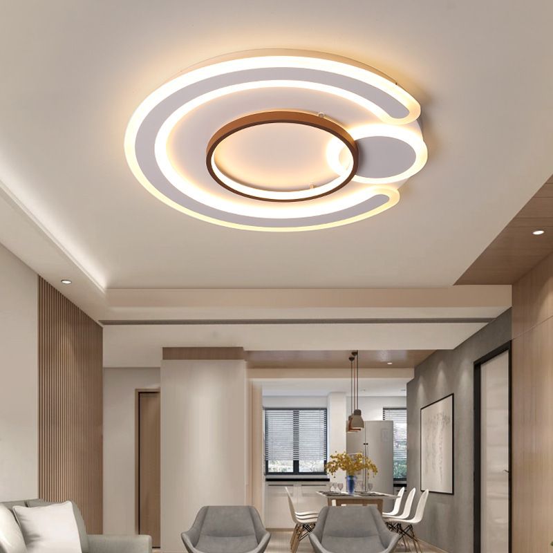 16.5"/20.5"/24.5" Wide Metal Round Ceiling Flush Mount Nordic Style White Flush Lamp in Warm/White