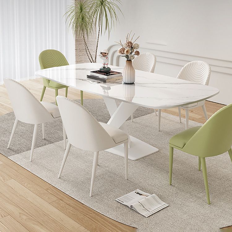 Modern Pedestal Dining Table Rectangle Stone Dining Table for Dining Room